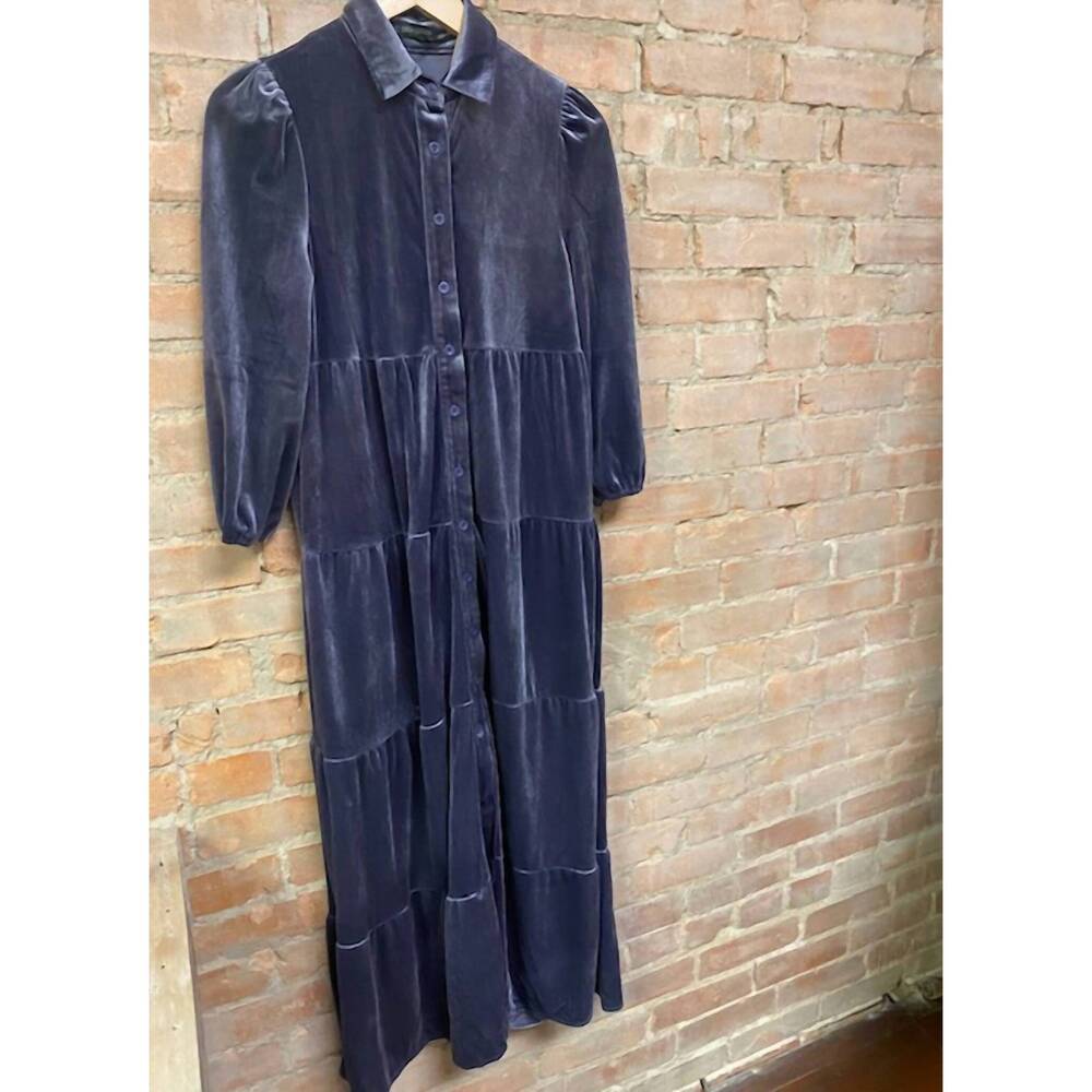 NEW COCO + CARMEN women's romance imagined velour dress in mulberry